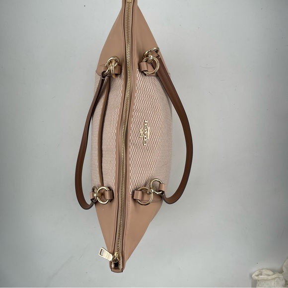 NEW! Coach Ava Camel Ivory Large Chain Colorblock Jacquard Tote Bag - Picture 7 of 12